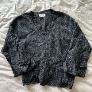 Anthropologie Oversized Heathered Black Sweater